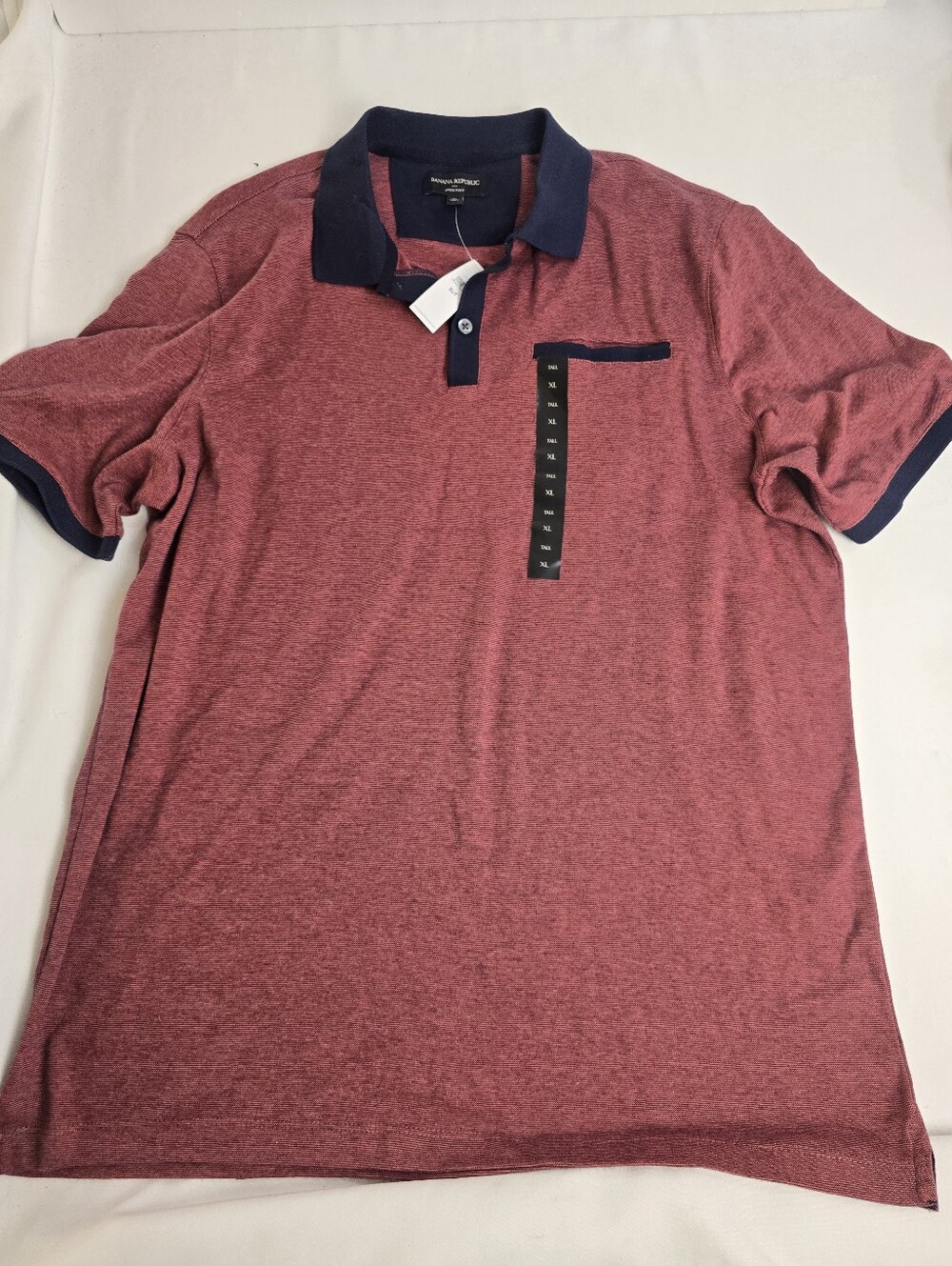 New Banana Republic Dress Polo Shirt Rust And Navy Men's XLT XL tall